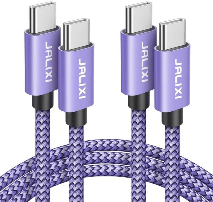 Cablu violet USB C la USB C [3ft, 2-Pack], JALIXI 60W tip C la Tip C cablu de încărcare rapidă Cablu Încărcător pentru Samsung