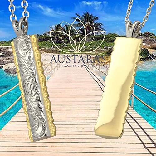 Austaras Hawaiian Bar colier-14k aur și 925 argint placat cu pandantiv din oțel inoxidabil