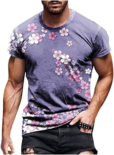 Camasa pentru barbati vara moda florale imprimate maneca scurta Topuri Plus Dimensiune Vrac Crewneck Casual Tee Bluza Topuri