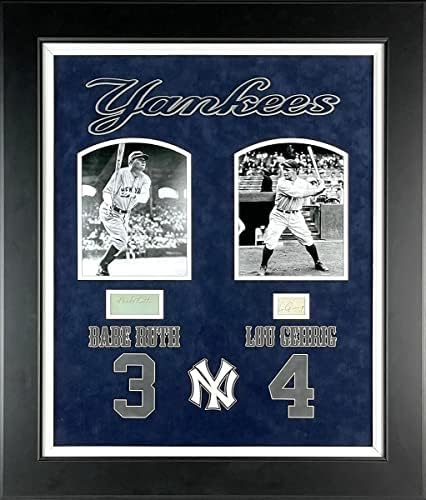 Babe Ruth și Lou Gehrig au semnat cu autograf New York Yankees semnături tăiate încadrate-semnături tăiate MLB