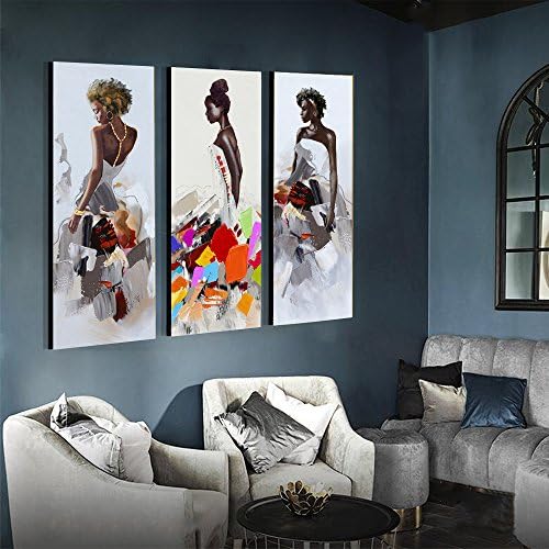 Artinme Artă de perete afro -american mare, fete negre pictând pe pânză imagine de perete print pentru living dormitor decor