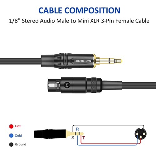 Jack Dremake 3,5 mm până la mini cablu adaptor XLR 3ft, 3,5mm 1/8 '' până la 3-pin Mini XLR Cablu, TRS 1/8 inch aux Stereo