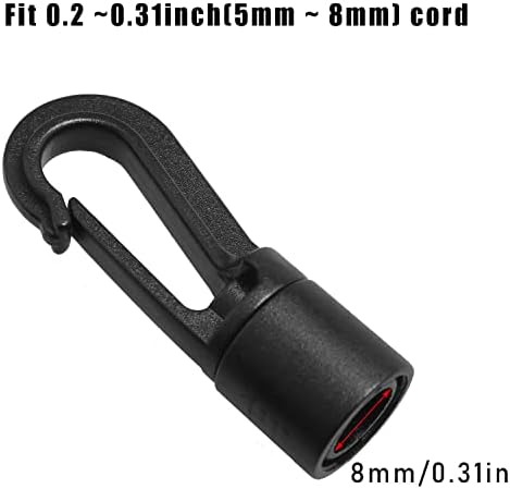 Cârlige de prindere a șocului de șoc Luorng 20pcs 1/4 inch până la 5/16 inch cârlige de plastic negru de plastic, cârlig de