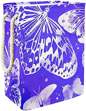 DEYYA Purple Butterfly coș de rufe cu mânere rufe pliabile împiedică căptușeală încorporată cu suporturi detașabile organizare