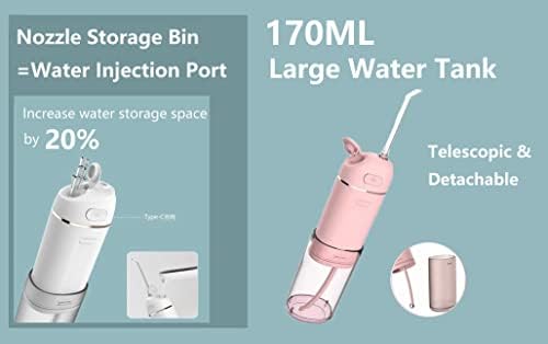 Apă portabilă Flosser-Exquisitie Mini Water Picks pentru curățarea dinților cu 3 moduri 5 Sfaturi cu jet pentru dimensiunea