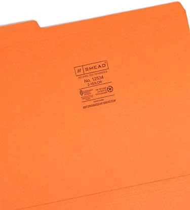 Folder de fișiere smead, filă întărită 1/3, dimensiunea literei, portocaliu, 100 pe cutie
