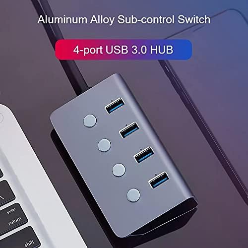 SBSNH Sub-Control comutator 4-Port USB 3.0 HUB aliaj de aluminiu pana la 5Gbps Multi USB Splitter pentru laptop Desktop