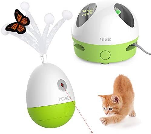 Jucărie interactivă pentru pisici PETGEEK, jucărie pentru pisici Hidey Mouse și jucărie automată cu pene de Pisică, Jucării