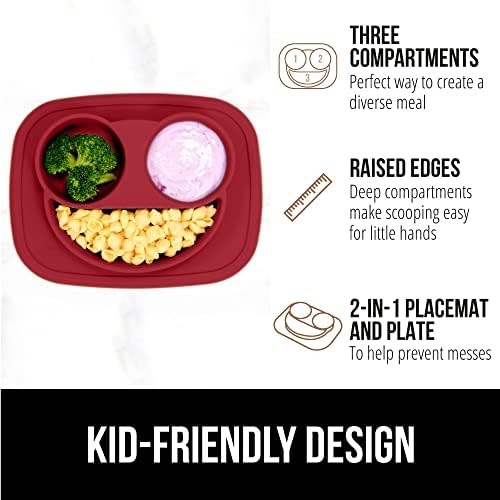 Gorilla Grip Silicon Baby food Plate și incontinență Pad, Toddler food Plate este Cuptor cu microunde și mașină de spălat vase