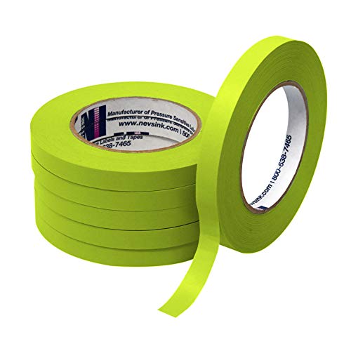 Nev's Ink's 1/2 x 60YD Chartreuse Tape de etichetare - Codificare color, asistență medicală, laborator, polivalent