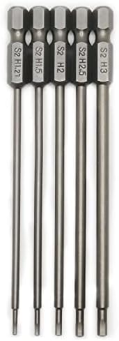 VicRazee 1.27 1.5 2.0 2,5 3,0 mm Hex Head Allen Wrench Foraj Set S2 Oțel 1/4 Hex Shank 4,3 Lungime pentru SCURGUN ELECTRIC/POWER