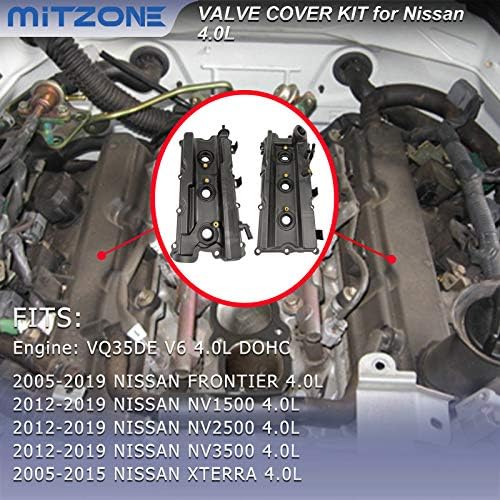 Capac supapă pereche MITZONE cu garnituri șuruburi Capac filtru ulei compatibil cu 2005-2019 Nissan Frontier 05-15 Xterra 05-12