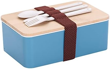BLMIEDE Cutie bento din lemn pentru microunde cutii cu dublu strat cu cutie de prânz portabilă cutia bento cutia bento recipient