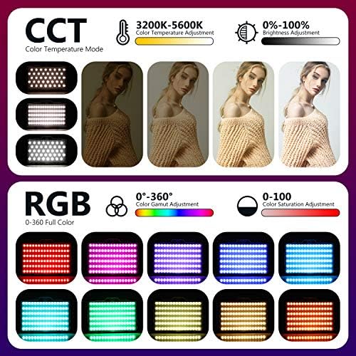 Lumină Video RGB NEEWER cu control al aplicației, 360 de lumini de cameră led color CRI95+ Dimmable 3200K-5600K, 9 scene de