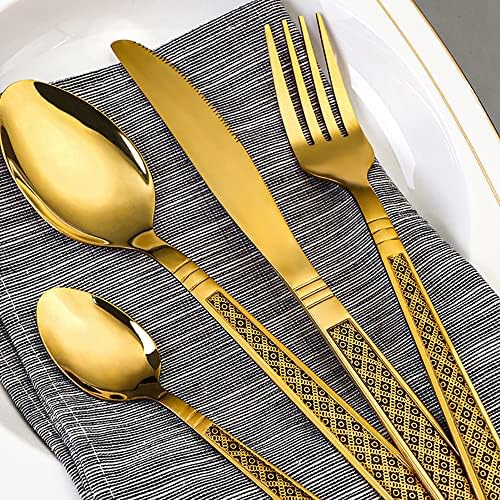 Set de tacâmuri Taiyoko, set de ustensile, set de tacâmuri 25/50 piese pentru 5/10, inclusiv furculiță și lingură de cuțit,cină