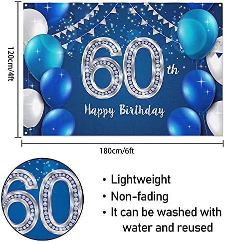 HAMIGAR 6X4FT Happy 60th Birthday Banner Backdrop-60 de ani decoratiuni de ziua de nastere consumabile pentru femei barbati