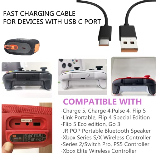 Aquelo tip C înlocuirea cablului de încărcare USB C cablu încărcător rapid pentru JBL Charge 5 / Charge 4 / Pulse 4 / Flip 5 Difuzor Wireless și Xbox Series S/X Xbox Elite controler Wireless