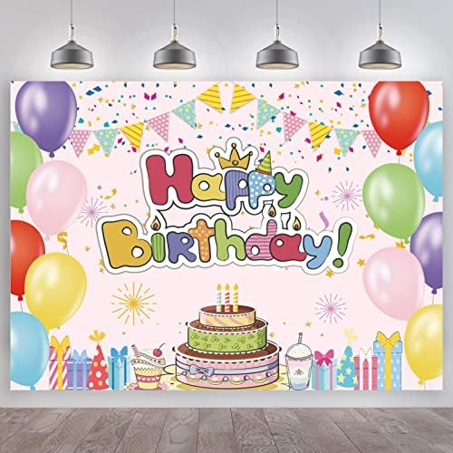 La mulți ani Banner de fundal pentru Fete Băieți baloane colorate fundal de ziua de naștere pentru copii Cadouri masă de tort