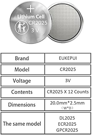 EUKEPUI CR2025 3v baterie litiu-12 Count