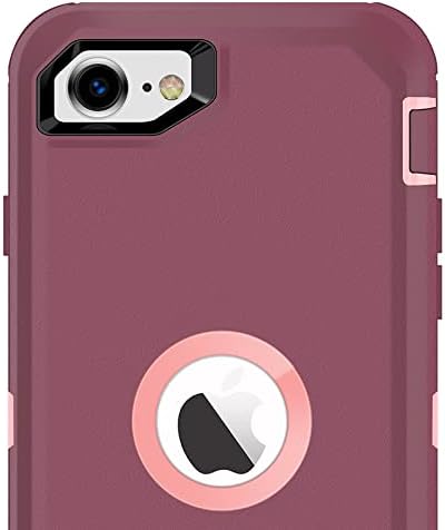 Cazul 3 din 1 Drop Proof Dovadă Dicăretă rezistent la protecție rezistentă și clemă curea pentru iPhone SE2 - Purpur Pink