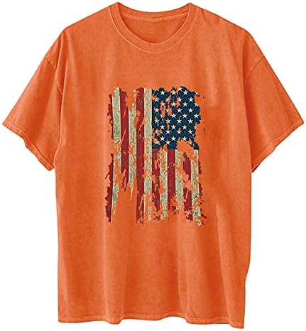 Patriotice dungi T Shirt pentru Femei Ziua Independenței Camasi vintage Vrac se potrivi tunica Topuri maneca scurta bluze de