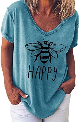 Bluze cu mânecă scurtă pentru doamne imprimeu topuri potrivite tricouri pătrate gât fericit kawaii animal de vară bluze de toamnă 9r