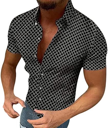 Tricou pentru bărbați Golf Golf Casual Guler de întoarcere Henry Tops Herringbone Print Tricou Polo Bluză cu mânecă scurtă