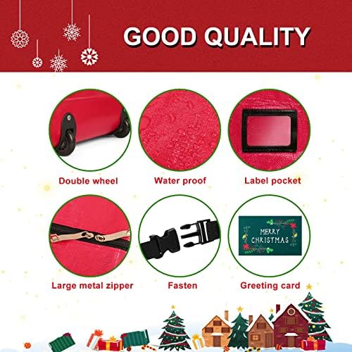 Geantă pentru brad de Crăciun-Cutie de depozitare pentru geantă Artificială de Crăciun cu roți și mânere pentru material rezistent