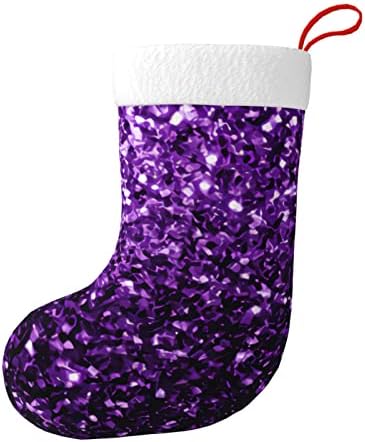 Yilequan 18 inci ciorapi de Crăciun ciorapi clasici, sclipici violet frumoase, pentru vacanțe de familie decorațiuni de petrecere