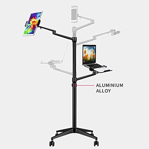 Montare reglabilă cu înălțime a brațului dublu cu roata rulantă pentru laptop 11-17 inch și compatibil cu iPad, iPad Mini.ipad Pro 12,9 inch, tabletă, eReader