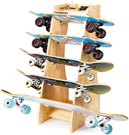 Stand de etaj al skateboard-ului ahowpd, suport pentru skateboard cu cinci straturi, rafturi de depozitare a skateboard-ului