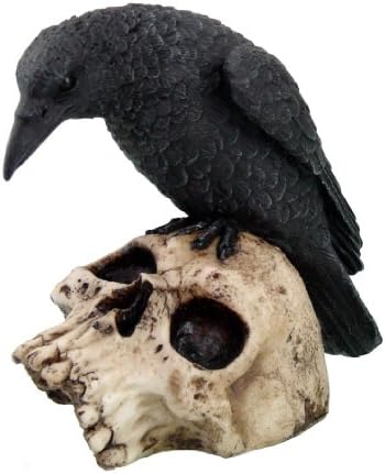 PTC 5 inch Halloween Black Raven pe figurina statuii cu craniu schelet