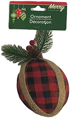 GBI Casa de Crăciun fericit Buffalo Plaid Roșu și negru Rustic Burlap mărginit Ornamente de Crăciun
