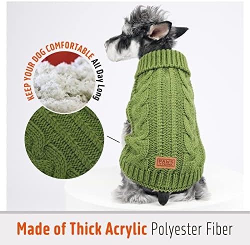 Pulover pentru câini Turtleneck cablu clasic Tricotat pentru animale de companie Tricotat pentru iarna de toamnă