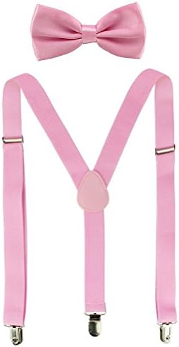 Bretele pentru bărbați, femeile reglabile suspendă papion set de culoare solidă de culoare