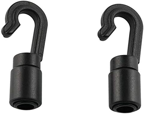 Cârlig de cordon E-Outflalent 6pcs Plastic negru Bungee Cârlige pentru caiac pentru campanie de camping, cârlige de capăt de