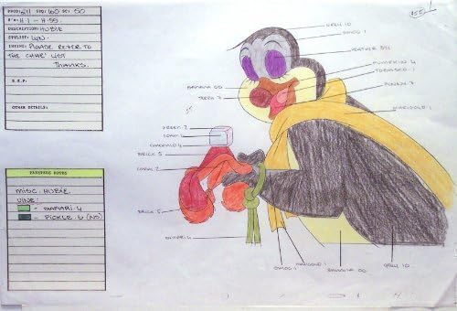 Pebble și pinguinul 1992, original-Don Bluth Studios-animație cel culoare desen cheie