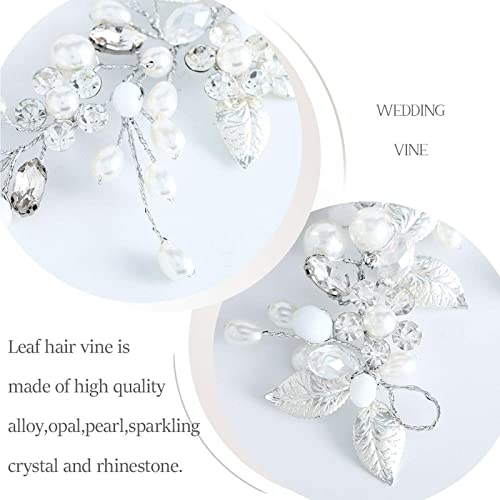 Ncana Bridal păr piese frunze cristal păr accesorii pentru nunta caciula pentru femei & amp; fete, argint