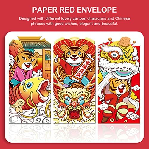 Cabilock plicuri roșii chinezești 12 buc Plicuri de bani de Anul Nou Chinezesc anul 2022 plic roșu norocos Hong Bao Zodiac
