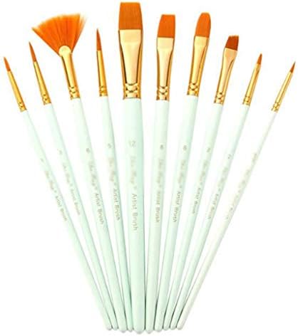 Hnkdd 10pcs/set acuarelă pen guache pensule de vopsea din nylon set de perie de pictură de păr Set de artă profesională de