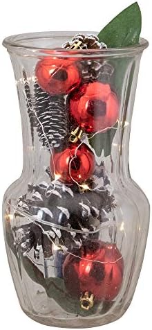 Northlight 7 LED Magnolia Leaf Pinecone și Ornamente cu bile roșii decorațiuni de Crăciun