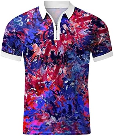 4 iulie Camasi pentru barbati amuzant, patriotice Men Polo tricouri Rapid uscat Distressed Golf Shirt American Flag Design