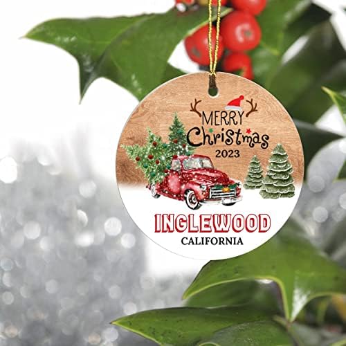 Ornamente de brad de Crăciun 2023 - Inglewood California Ornament din orașul natal Statul orașului personalizat - Idei de cadouri