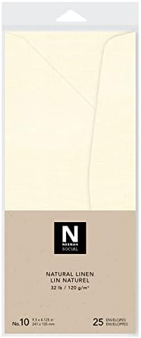 Neenah Social No. 10 plicuri, 9.5 x 4.125, 32 lb / 120 gsm, natural, Finisaj in, 25 plicuri, Alb