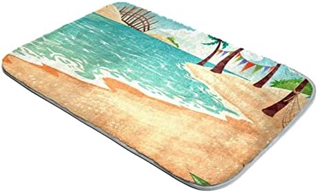 Lyetny colorat plajă fundal apă absorbant baie Mat baie covor 23.6 x 15.7 Inch plus microfibra baie Mat anti alunecare pentru