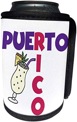 3Drose - All Smiles Art - Travel - Fun Fun Puerto Rico și Pina Colada Drink Cartoon - Can Cooler Bottle Wrap