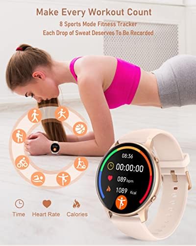 Niuffit Round Face Smart Watch 2023, 16 Moduri sportive SPO2 SPO2 Sleep Monitor Smartwatch iPhone/Android compatibil, 3Atm Activitate de fitness impermeabil Tracker Tracker Smart Ceas pentru femei