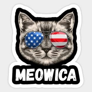 Autocolant vinil amuzant meowica bărbați pentru femei americane steag american pisica 4 iulie - autocolante de vinil laptop