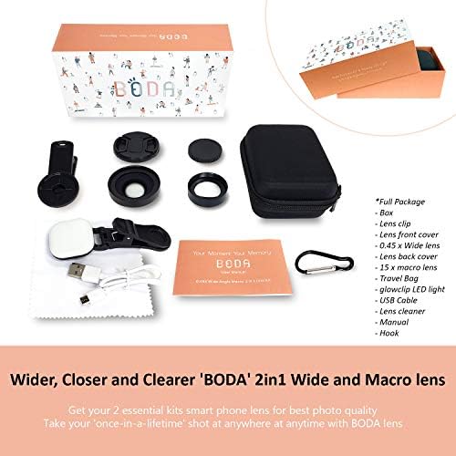 Lentile macro BODA - 15x macro și 0,45x lentile 2IN1 - Kit esențial pentru lentile pentru a vă îmbunătăți fotografiile de socializare