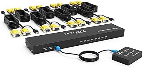 Comutator KVM 8 Port, MT-VIKI 8x1 rackmount KVM comutator VGA, inclus 8 2-în-1 Cabluri KVM & Selector de sârmă-Desktop